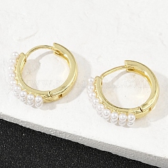 Серьги-кольца из искусственного жемчуга из латуни&nbsp;EJEW-M082-04G