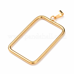 304ステンレススチールジュエリーセット  フープピアスとペンダント  長方形  ゴールドカラー  38x22.5x2mm  ピン：0.6x1mm  39x22.5x2mm  穴：6x3mm&nbsp;SJEW-G077-03G