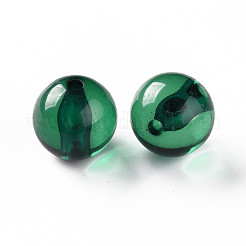 透明なアクリルビーズ  ラウンド  グリーン  16x15mm  穴：2.8mm&nbsp;X-MACR-S370-A16mm-735