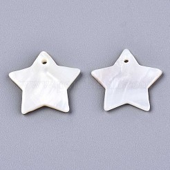 天然淡水シェルのペンダント  スター  貝殻色  23x24.5x2.5mm  穴：1.6mm&nbsp;X-SHEL-R113-10