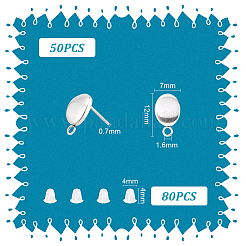50 шт. овальная фурнитура для сережек-гвоздиков из нержавеющей стали 201&nbsp;STAS-UN0047-56