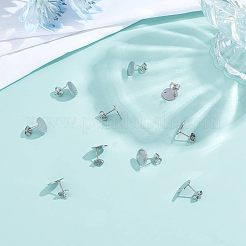 304ステンレススチールスタッドピアス金具  ループと平板付き  フラットラウンド  ステンレス鋼色  10x1mm  穴：1.5mm  ピン：0.8mm  40個/箱&nbsp;STAS-UN0016-05B-P