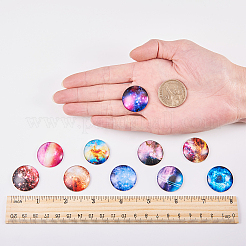 Cabochons en verre imprimé motif ciel étoilé&nbsp;GGLA-SC0001-02