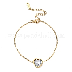 Herzförmige Gliederarmbänder aus Edelstahl 304 mit Pavé-Fassung aus klaren Zirkonia&nbsp;SA-CBA5F76-05G