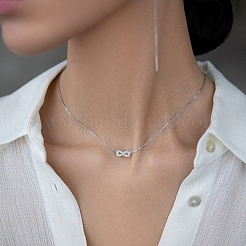 Ожерелья с подвеской в виде бесконечности из стерлингового серебра с микропаве из прозрачных кубических цирконий JF1593-3