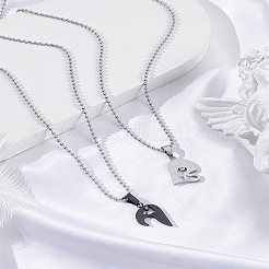 1 комплект парных цепочек-подвесок в форме сердца из нержавеющей стали для женщин и мужчин&nbsp;NJEW-LP0001-61A