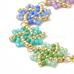 Плетеный браслет-цепочка с октаграммой ручной работы BJEW-MZ00009