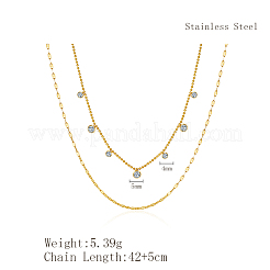 Легкие роскошные ожерелья из нержавеющей стали с прозрачными кубическими цирконами&nbsp;HJ1929-2