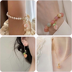 1 breloque en agate naturelle grenade/melon fu avec feuille&nbsp;G-YW0002-67
