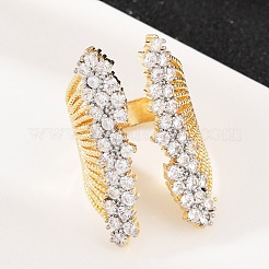 Латунные микро проложить манжеты кольца кубического циркония RJEW-C140-04G