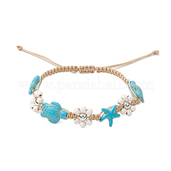 2шт 2-х цветные синтетические бирюзовые и магнезитовые бусины плетеные браслеты BJEW-TA00624