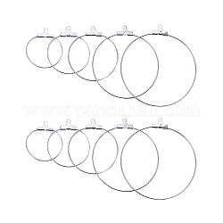304 Stainless Steel Pendants, Hoop Earring Findings, Ring, Stainless Steel Color, 30pcs/set