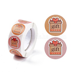 2-farbige Papier-Geschenkaufkleberrollen, Runde Punktaufkleber zum Verschließen von Geschenktüten, Geschenkbox Muster, Geschenkbox Muster, 25 mm, 500pcs / roll