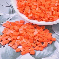 Miyuki tila perline, perline giapponesi, 2-foro, (tl406) arancione opaco, 5x5x1.9mm, Foro: 0.8 mm, su 118pcs / bottiglia, 10 g / bottiglia