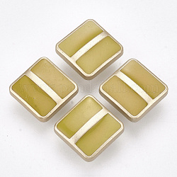 Boutons à queue en plastique CCB, avec l'émail, carrée, couleur or mat, verge d'or, 15.5x15.5x8.5mm, Trou: 3.5mm