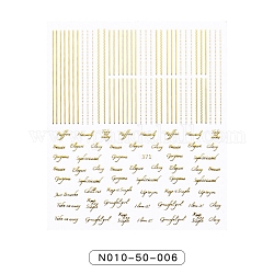 Pegatinas de arte de uñas con estampado de oro, autoadhesivo, para decoraciones con puntas de uñas, palabra, 90x77mm