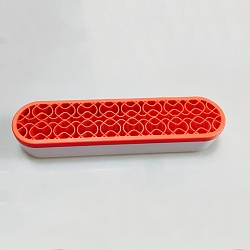 多目的ppプラスチック収納ボックス  化粧ブラシホルダー用  ペン軸  歯ブラシホルダー  口紅ホルダー  コラム  レッド  21x3.5x4.9cm