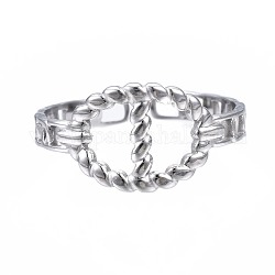 304 anillo de puño abierto ovalado de acero inoxidable, anillo hueco grueso para mujer, color acero inoxidable, nosotros tamaño 6 3/4 (17.1 mm)