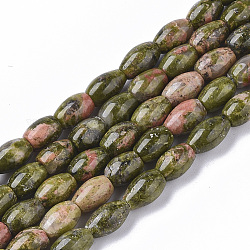 Chapelets de perles en unakite naturelle, ovale, 6~7x4.5mm, Trou: 0.8mm, Environ 61~64 pcs/chapelet, 15.75 pouce (40 cm)