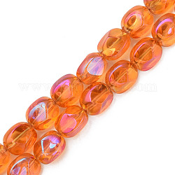 Electroplate Glass Beads Strands, Half Plated, AB Color, Oval, Dark Orange, 12x10.5x10mm, Hole: 1.2mm, about 50Pcs/strand, 23.62 inch(60cm)