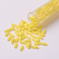Miyuki Viertel Tila Perlen, japanische Saatperlen, 2-Loch, (qtl404fr) matt undurchsichtig gelb ab, 5x1.2x1.9 mm, Bohrung: 0.8 mm, ca. 4800 Stk. / Beutel, 100 g / Beutel