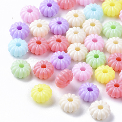 Perles ondulées en plastique polystyrène (ps) opaque, citrouille, couleur mixte, 8.5x4.5mm, trou: 2 mm, environ 2500 pcs / 500 g