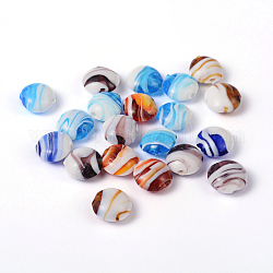 Handmade Lampwork Beads, Flat Round, Mixed Color, 16mm in diameter, hole: 2mm
