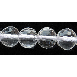 De abalorios de cristal de cuarzo hebras, cuentas de cristal de roca, facetas (128 facetas), redondo, 10mm, agujero: 1 mm