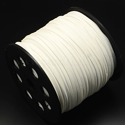 Cuerda de ante imitación, encaje de imitación de gamuza, un lado que cubre con cuero de imitación, blanco cremoso, 2.7x1.4mm, alrededor de 98.42 yarda (90 m) / rollo