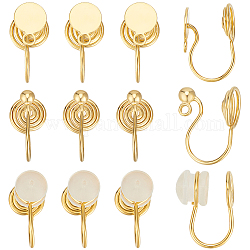 Beebeecraft 30Pcs 3 Style Brass Clip-on Earring Findings, Wire Wrap Spiral Non-pierced Earring Findings, Real 18K Gold Plated, 13.5~14x7mm, Hole: 1.4mm, 10Pcs/style