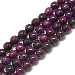 Natürlichen Tigerauge Perlen Stränge, gefärbt, Runde, lila, 6 mm, Bohrung: 1 mm, ca. 62~63 Stk. / Strang, 14.7~14.9 Zoll