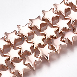 Electroplate Non-magnetic Synthetic Hematite Beads Strands, Star, Rose Gold Plated, 8x8.5x3.5mm, Hole: 1mm, about 67pcs/strand, 15.9 inch