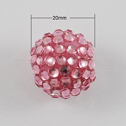 Perles rondes morceaux strass résine bubblegum à billes, flamant, 20x18mm, trou: environ 2.5 mm