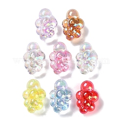 Perles en acrylique transparente, raisin, couleur mixte, 33x22x17mm, Trou: 2mm