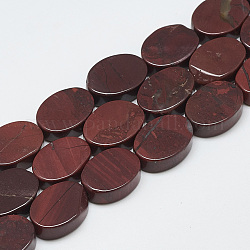 Natürliche rote Regenbogenjaspis-Perlenstränge, Oval, 14~15x10~11x5 mm, Bohrung: 1 mm, ca. 28 Stk. / Strang, 15.3 Zoll ~ 16.1 Zoll