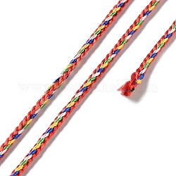 Пятицветный плетеный шнур из полиэстера для ювелирных изделий, круглые, красочный, 2 мм, около 49.21 ярда (45 м) / рулон