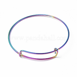 Placcatura ionica (ip) regolabile 304 braccialetto in filo di acciaio inossidabile, colore arcobaleno, diametro interno: 2-1/2 pollice (6.5 cm)