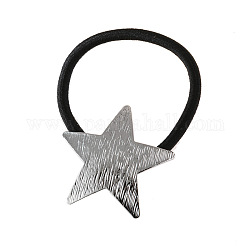 Alloy Ponytail Cuff Rubber Elastic Hair Ties, Girls Hair Accessories, Star, Matte Platinum Color, 40x40mm