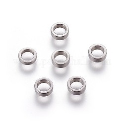 304 Edelstahl-Abstandhalter-Perlen, Flachrund, Edelstahl Farbe, 6x2 mm, Bohrung: 4 mm