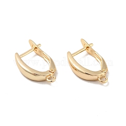Rack Plating Brass Hoop Earring Findings with Latch Back Closure, with Horizontal Loop, Long-Lasting Plated, Cadmium Free & Lead Free, Real 14K Gold Plated, 20.5x11.5x3.5mm, Hole: 1.6mm, Pin: 0.9mm