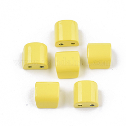 Enlaces de múltiples hilos de aleación pintados con spray, para la fabricación de pulseras elásticas de azulejos, semicírculo, amarillo, 8x8x6mm, agujero: 1.2 mm