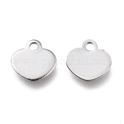 Charms de acero inoxidable, estampar etiqueta en blanco, corazón, color acero inoxidable, 5.64x5.68x0.61mm, agujero: 1.2 mm