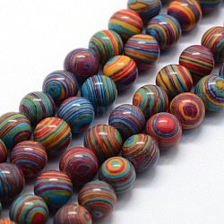 Synthetic Malachite Beads Strands, Dyed, Round, Colorful, 4mm, Hole: 0.6mm, about 95pcs/strand,  14.76 inch(37.5cm)