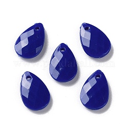 Charms acrilici opachi, sfaccettato, ciondoli a goccia, blu scuro, 13x8.5x3mm, Foro: 1 mm