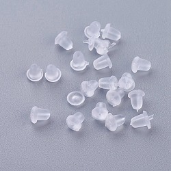 Ohrmuttern aus Kunststoff, Ohrring Rücken, Transparent, 5x4 mm, Bohrung: 0.5 mm
