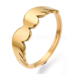Chapado en iones (ip) 304 anillo ajustable de ala de acero inoxidable para mujer, real 18k chapado en oro, nosotros tamaño 6 1/2 (16.9 mm)
