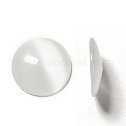 Cabochons di vetro di occhio di gatto, mezzo tondo/cupola, bianco, circa18 mm di diametro, 4.8 mm di spessore
