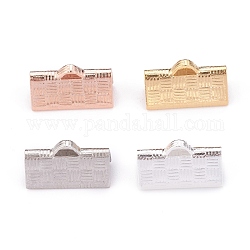 304 Stainless Steel Ribbon Crimp Ends, Mixed Color, 7x10x5mm, Hole: 1.2x0.5mm