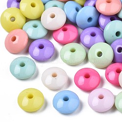 Perles acryliques opaques, rondelle, couleur mixte, 9x4.5mm, Trou: 1.8mm