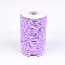 Cordon élastique rond, avec l'extérieur de la fibre et caoutchouc à l'intérieur, support violet, 2mm, environ 76.55 yards (70 m)/rouleau